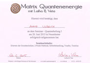 Matrix Quantenenergie - Bescheinigung zur Quantenheilung I